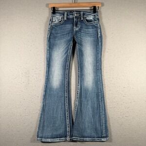 Miss Me Youth Girls Mid-Rise Flare Jeans Medium Wash K9212SF2R Size 8